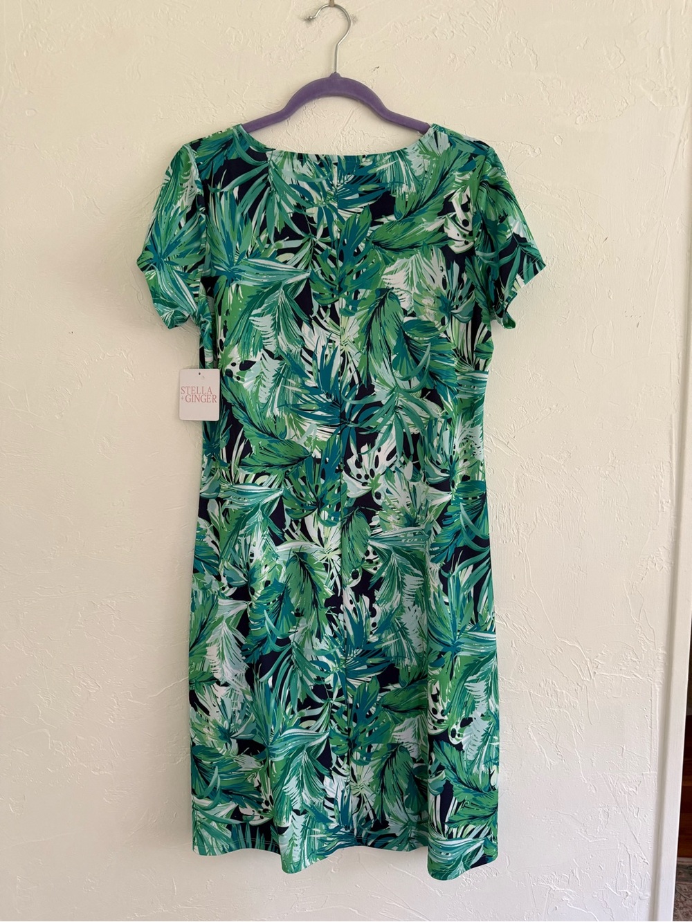 Stella + Ginger Palm Print O Ring Cutout Dress Large NWT - Picture 2 of 7